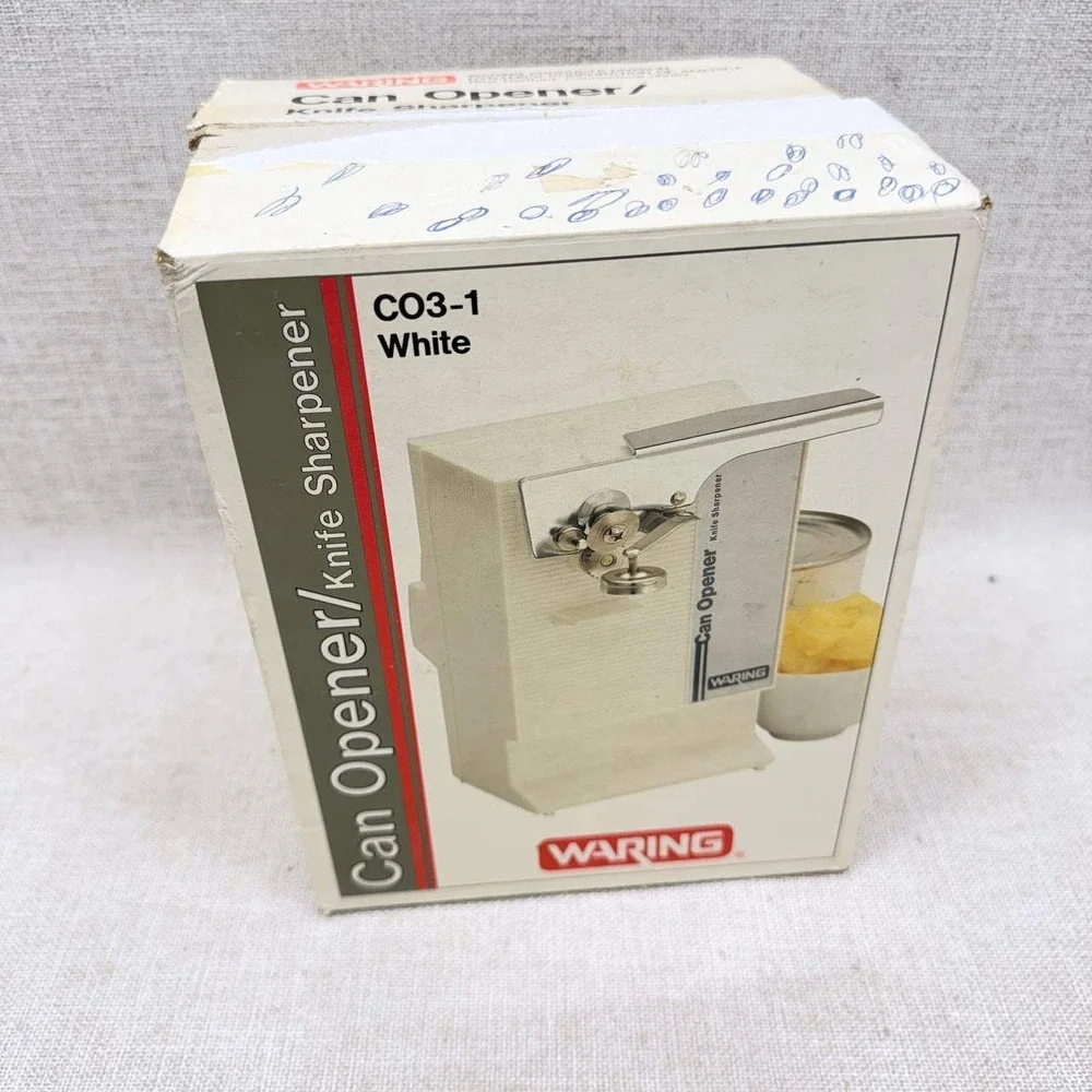 Waring CO3-1 Electric Can Opener Knife Sharpener White Vintage New In Box